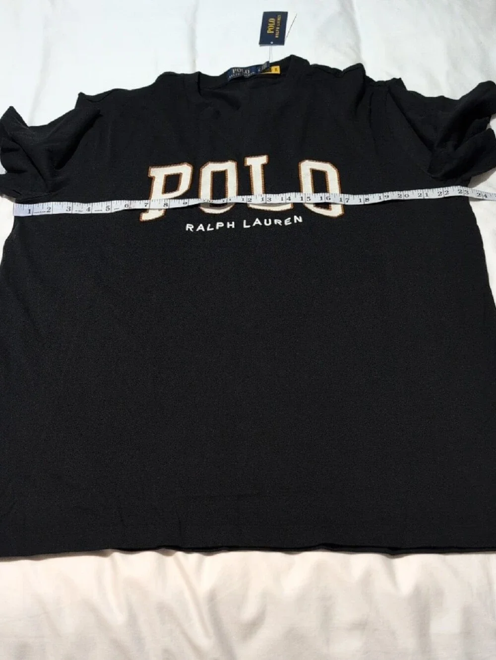 Polo by Ralph Lauren Black Tee with Cream-Outlined POLO